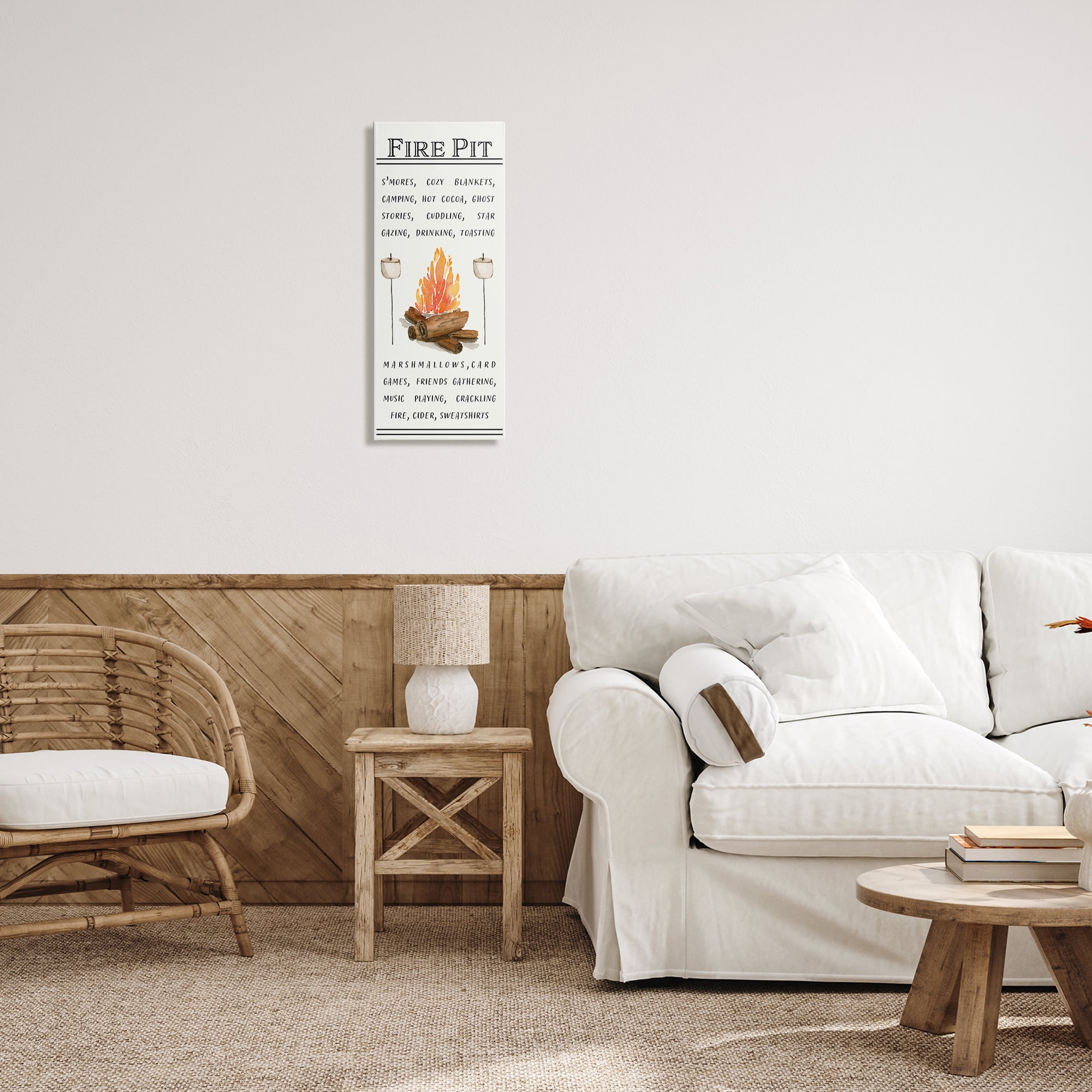 Stupell Industries Fire Pit & Marshmallows Food & Beverage Painting Gallery Wrapped Canvas Art Print Wall Art, 13 x 30