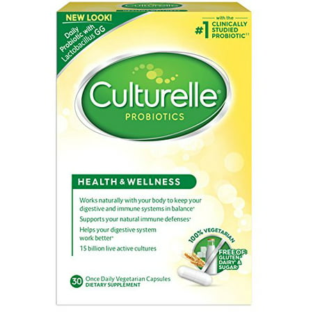 Culturelle® Health & Wellness Daily Probiotic Dietary Supplement |Restores Natural Balance of Good Bacteria in Digestive Tract*|With #1 Proven Effective Probiotic†|30 Vegetarian