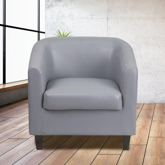Emma   Oliver Gray LeatherSoft Lounge Chair