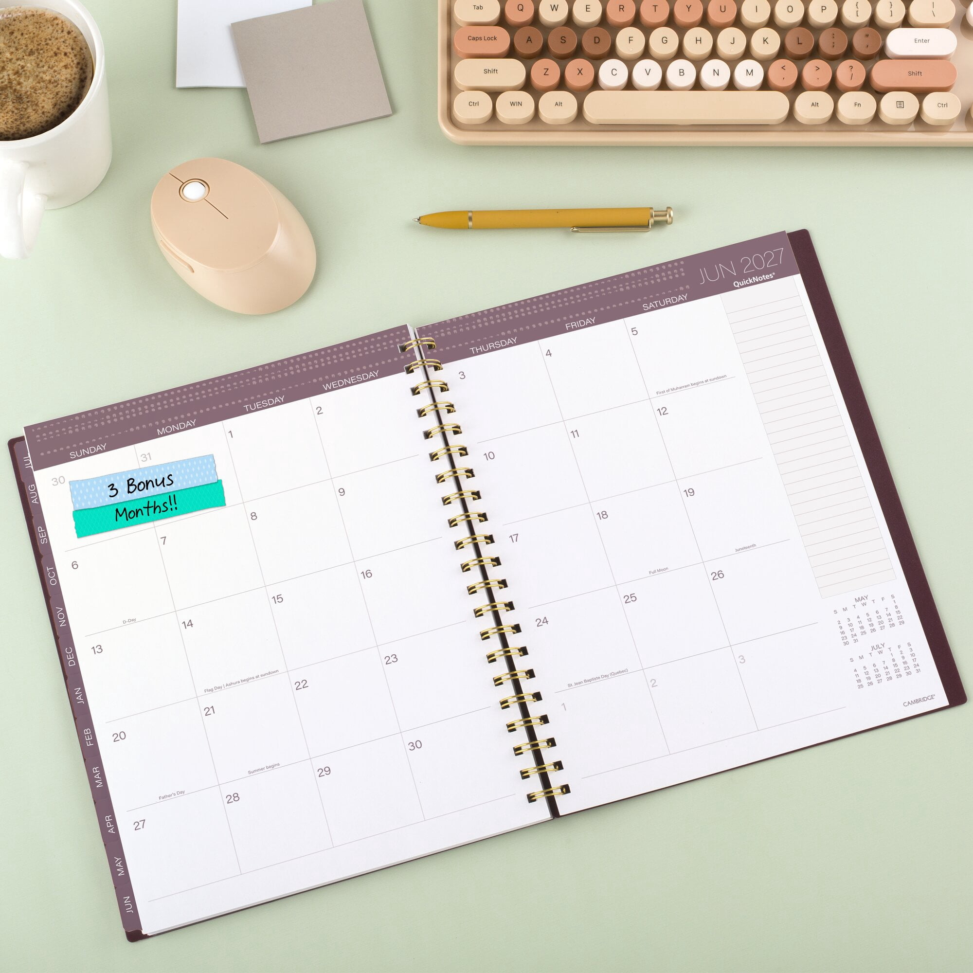 Mead Cambridge Stria Academic 2026-2027 Weekly Monthly Planner Large 8 12 x 11 -