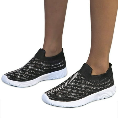 Women's Breathable Rhinestone Slip On Trainers Sneakers Gym Running Sports Shoes | Walmart Canada