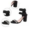 thumbnail image 6 of Black Block Heels For Women Open Toe Sandals Ankle Strap Chunky Heels Summer Dressy Ladies Shinny Rhinestone Shoes, 6 of 9