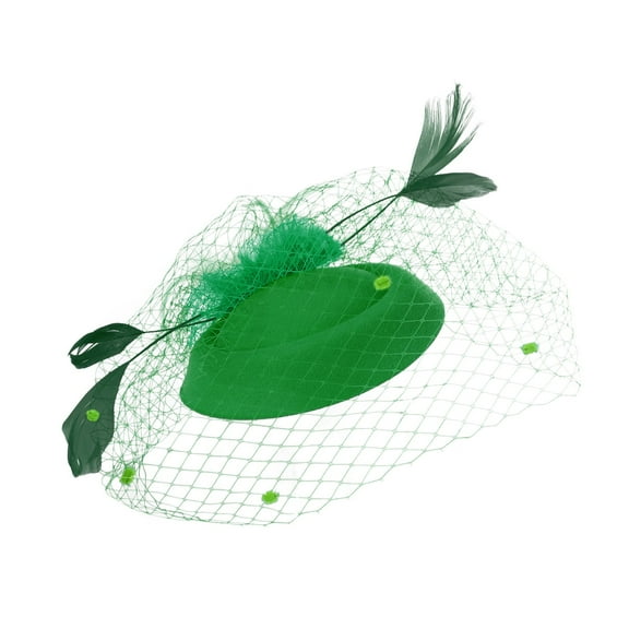 IDALL Fascinators Hats 1920S Headpiece for Women Fascinators For Women Tea Party Headband Hat Mesh Feathers Hair Clip For Wedding Cocktail And Church Tea Party Hats for Women Black Veil Green One Size