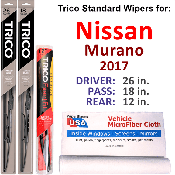 2017 Nissan Murano Wiper Blades (Set of 3) w/Rear Wiper