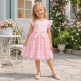 thumbnail image 3 of IPIO Girls Butterfly Princess Dress, A-Line Party Outfit with Flutter Sleeves for Birthday and Special Occasions, 3 of 7