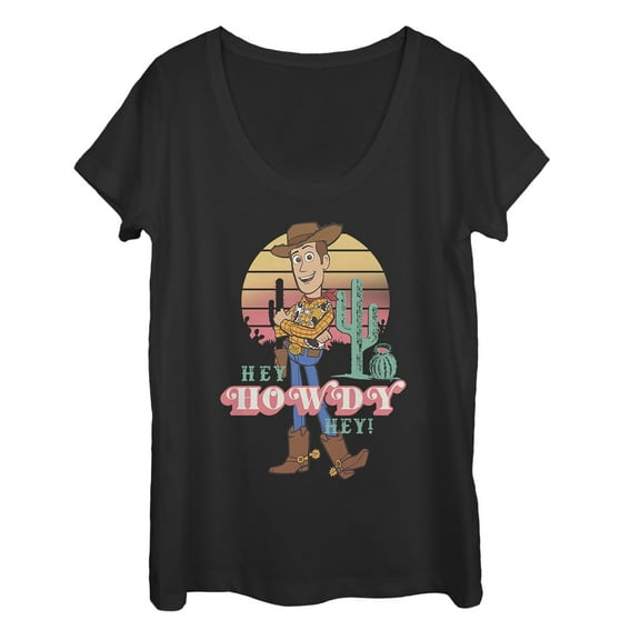 Women's Toy Story Hey Woody  Scoop Neck Black Medium