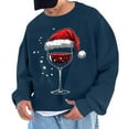 thumbnail image 2 of UVEASISHA Christmas Sweatshirts for Men Fashion Wine Glass Print Crewneck Pullover Xmas Funny Tops Fall Winter Fleece Oversized Sweatshirt Navy XL, 2 of 5
