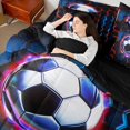 thumbnail image 5 of Castle Fairy Sport Soccer 7pcs Bedding Comforter Set,Geometric Honeycomb Queen Bedding Sets Super Cozy,Ball Gamer Queen Sheet Sets,Breathable Abstract Home Decor,Reversible, 5 of 9