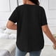 thumbnail image 3 of Camisetas de Verano de Manga Corta de las Mujeres Tira de Color Sólido Grande de Punto de Cuello Redondo, Poliéster Ligero para Uso Diario Y de Ocio Casual, 3 of 7