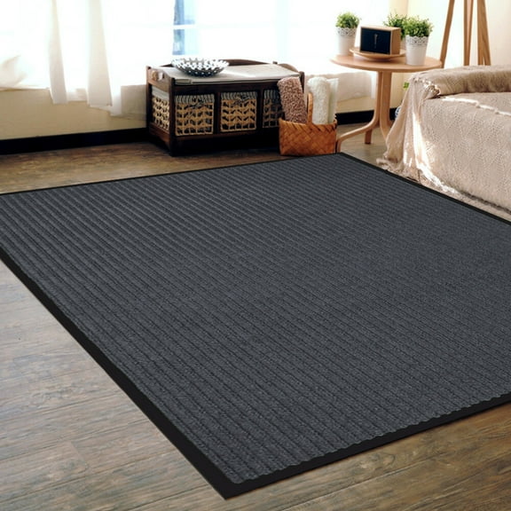 SLSRFD 4 x 5 ft Outdoor Mat Heavy Duty Commercial Entrance Welcome Mat Non-Slip Backed,Gray