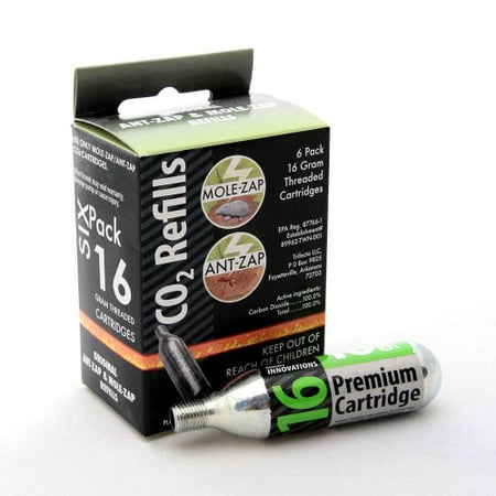 16g Threaded CO2 Cartridges 6-Pack Mole-Zap/Ant Zap Refills