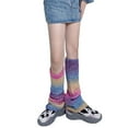 thumbnail image 1 of Wangsaura Women's Knit Slouch Socks, Gradient Rainbow Color Footless Boot Cuff, 1 of 8
