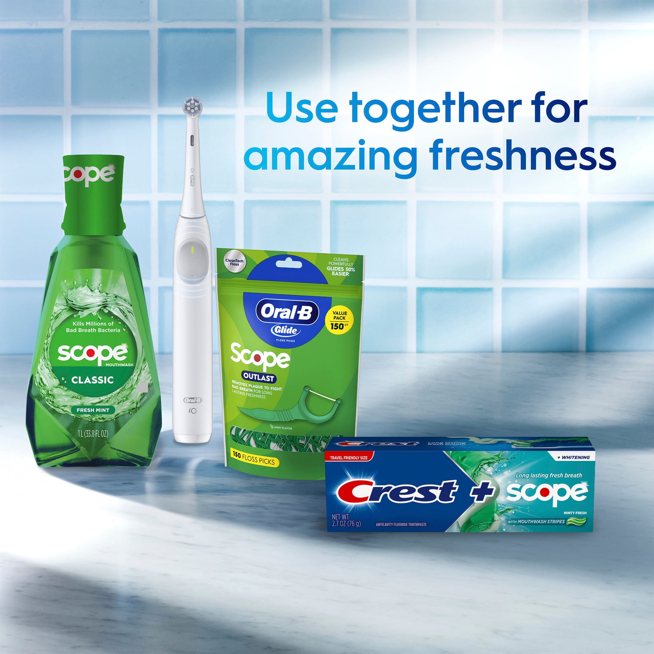 Crest Premium Plus Scope Whitening Toothpaste with Mouthwash Stripes, Minty Fresh, 5.2 oz, 4 Pack