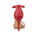 thumbnail image 2 of BLISSFUL STEP Women's Sandals Stiletto Heels Stripe Ankle Strap Polka Dots Sandals Red 8.5, 2 of 7