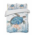 thumbnail image 2 of Quilts Full Size, Sea Turtle Coastal Soft Comforter Bedding Set for Bed, Nautical Summer Beach Coral Ocean Lightweight Quilted Bedspread with Pillow Cover(2 Pieces) for All Season, 78x90 Inch, 2 of 6