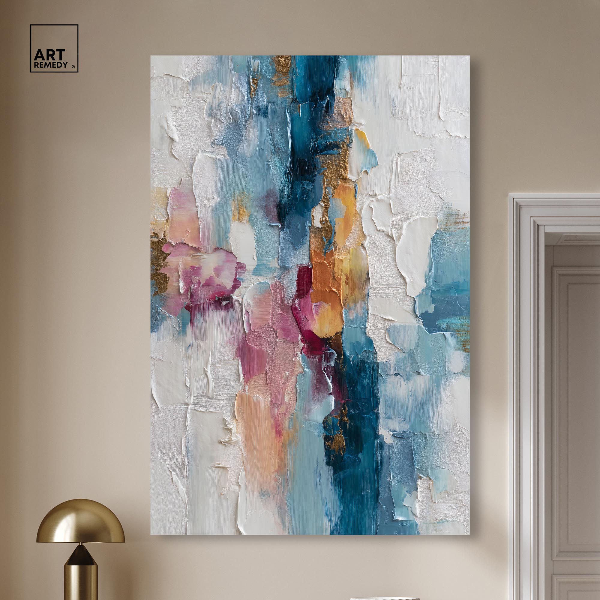 Petal Pink and Ocean Blue II Canvas Modern Wall Decor by Art Remedy, Gallery Wrapped, 36 x 54