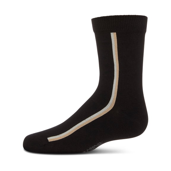 MeMoi Boys Dual-Stripe Cotton-Rich Fine-Gauge Crew Sock - Boys - Male, 7-8, Black