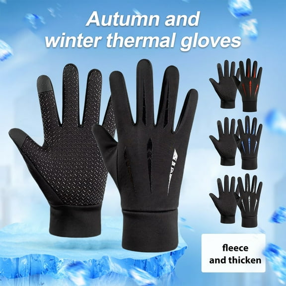 1 Pair Winter Gloves Waterproof Windproof Thermal Velvet Lining Gloves Silicone Palm Mittens