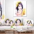 thumbnail image 4 of Designart Portrait of Beautiful Girl - Contemporary Throw Pillow - 16x16, 4 of 5