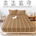 thumbnail image 5 of King Size Fitted Sheet Set - Geometric Stripes Brown 3 Piece Bedding Sets 16" Deep Pocket Fitted Sheet with 2 Pillowcases, Polka Dots Abstract Farmhouse Brushed Microfiber Hotel Luxury Bed Sheets, 5 of 9