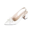thumbnail image 2 of Miluxas Women’s Bow Pointed Toe Slingback Pumps, Adjustable Buckle Mid Block Heel Dress Heels, Elegant Bridal office Party Shoes Beige 8.5(42), 2 of 9