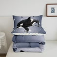thumbnail image 5 of Killer Whale Comforter Set Black Sequin Fluid Art Twin Bedding Sets,Crystal Diamond Bed Set Nautical Sea Animal Duvet Insert,Coastal Creature Ocean Decor, 5 of 7