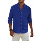 thumbnail image 2 of Men's Fashion Long Sleeve Solid Colour Casual T Shirt Button Regular Fit Shirt TopL, 2 of 5