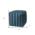 thumbnail image 2 of 17" Turquoise Cube Striped Indoor Outdoor Pouf Cover, 2 of 5