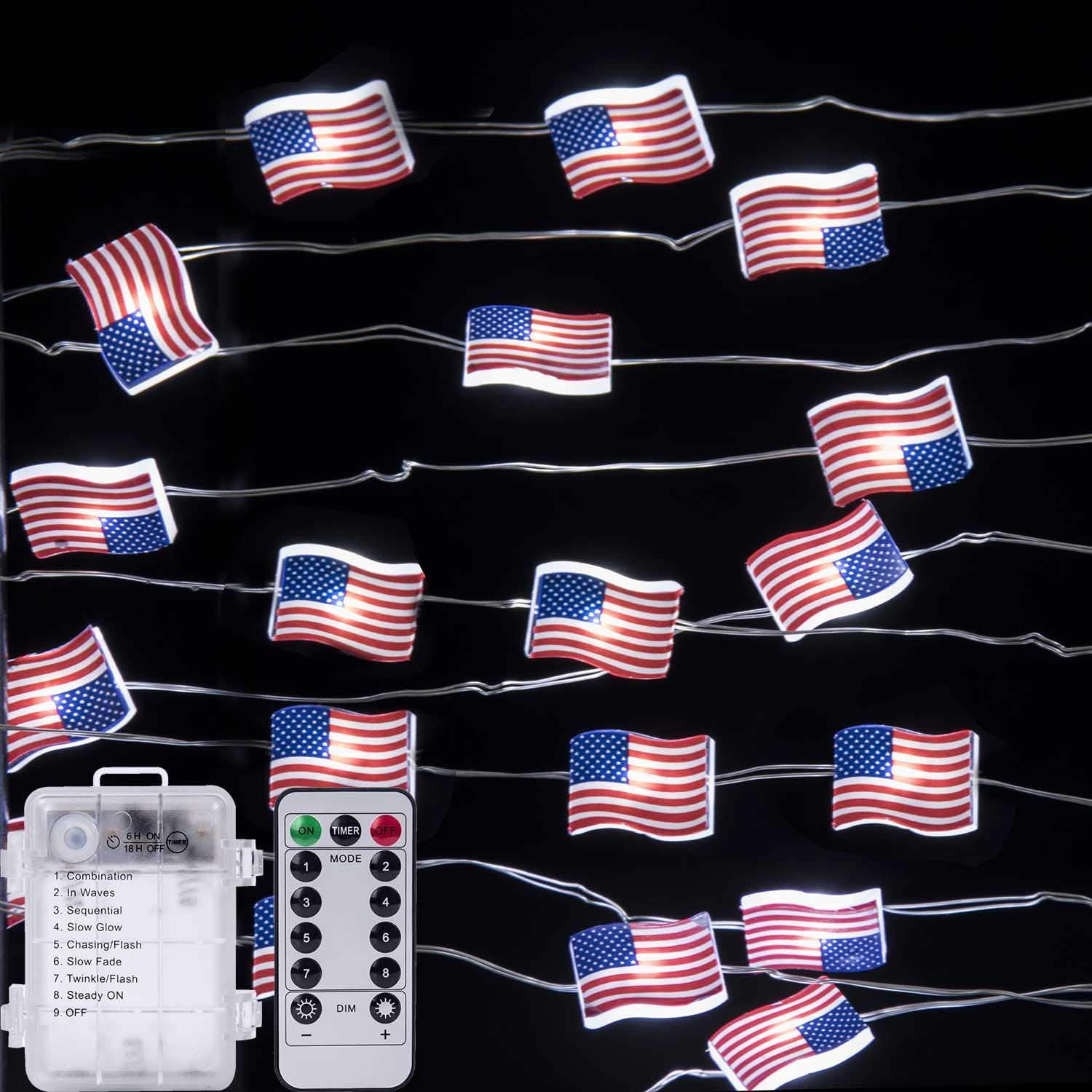 New Waterproof American US Flag LED String Light USA Flag Light/Decorative 