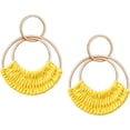 thumbnail image 1 of Raffia Hoop Earrings for Women Girls Fun Boho Summer Beach Earrings Lightweight Handmade Straw Wicker Rattan Dangle Earrings Statement Geometric Round Drop Earrings, 1 of 5