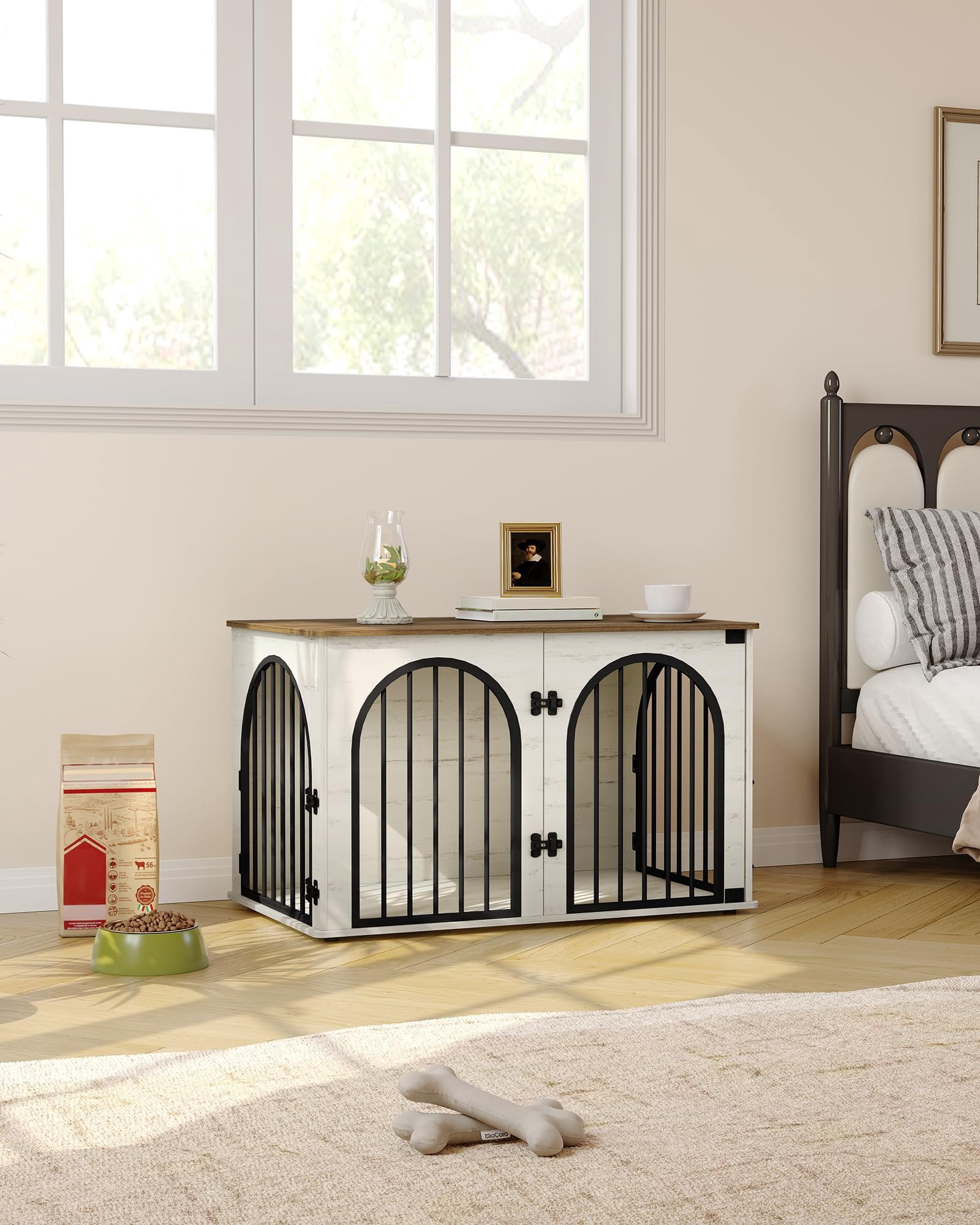 39.4" Dog Crate Furniture, Dog Kennel Indoor Arched Door Design for Small/Medium/Large Dog