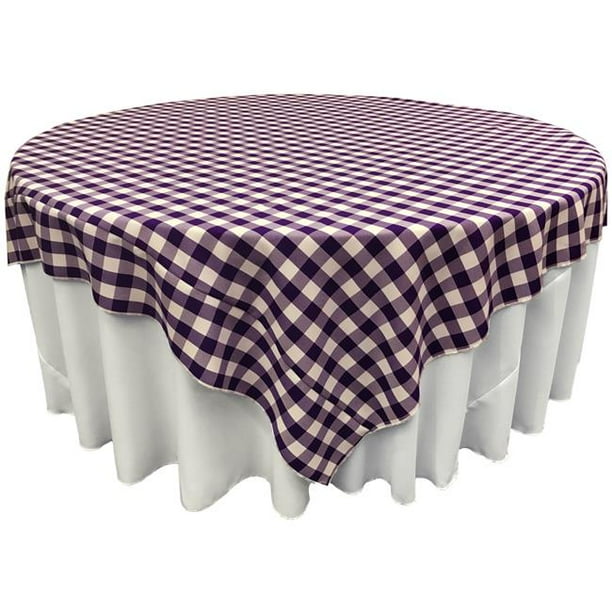 Tccheck72x72 Purplek23 Polyester Gingham Checd Square Tablecloth 44 White Purple 72 X In Com Tccheck72x72 Purplek23 Polyester, What Size Tablecloth For 44 X 72 Table