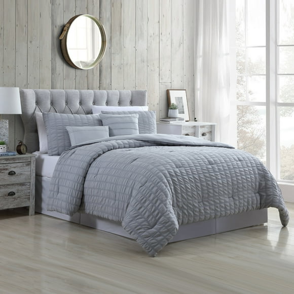 Modern Threads 5 Piece Textured Technique Comforter Set, Kane Gray, Queen
