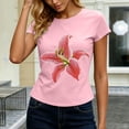 thumbnail image 4 of Gamivast Crop Tops for Women Short Sleeve Y2K Baby Tee Floral Graphic Print Shirts Casual Slim Fit Summer Basic T-Shirts Flattering Everyday Going Out Loungewear Top Pink XXL, 4 of 6
