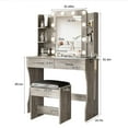 thumbnail image 6 of VEANERWOOD Makeup Vanity Desk Sets with Mirror 3 Lighting Color, Modern Dressing Table Set with 2 Large Drawers, Power Strip, Stool for Women Girls Bedroom, 6 of 8