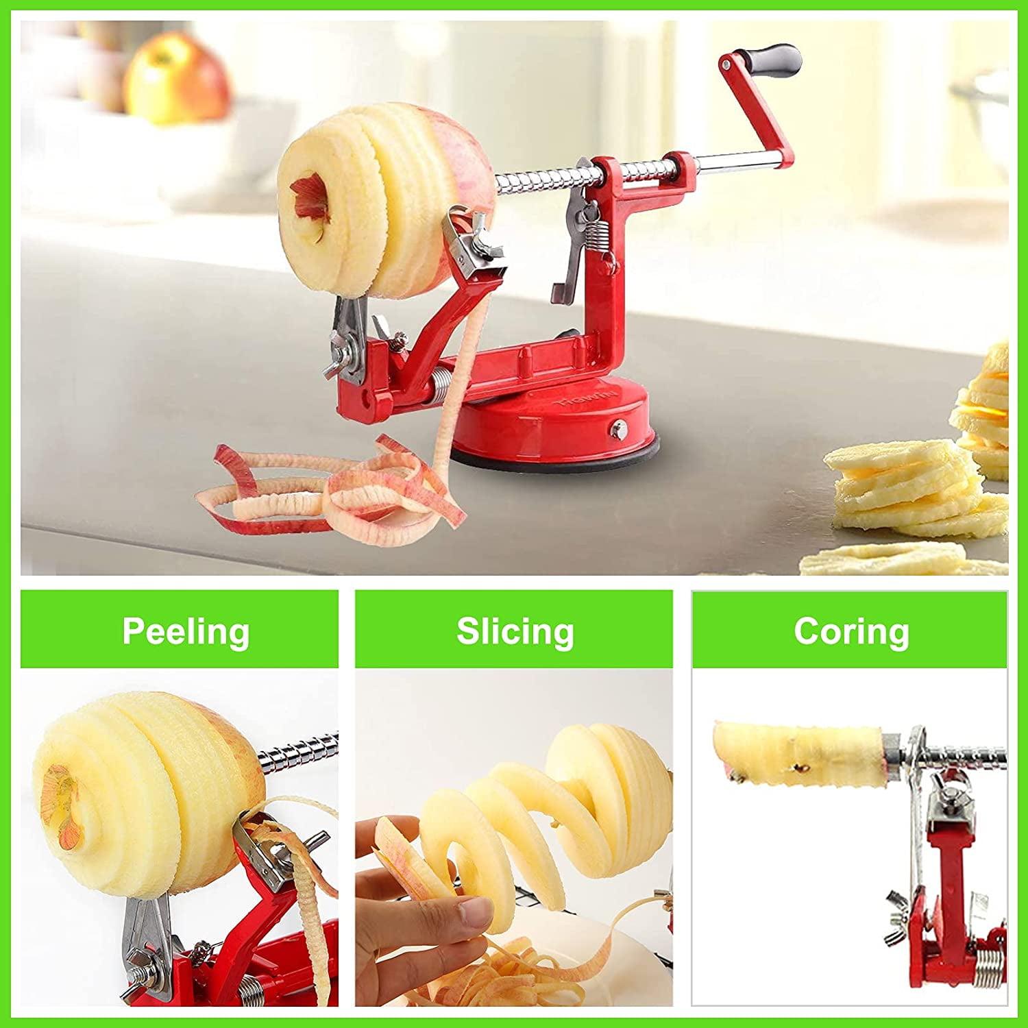 Cast Magnesium Apple/Potato Peeler Corer by Spiralizer Durable Heavy Duty Die