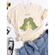 thumbnail image 2 of Hug Me Kawaii - Camiseta verde con diseño de dinosaurio pequeño para mujer, camisetas informales de verano, top corto de hip hop callejero, camiseta transpirable con personalidad, 2 of 4