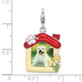 thumbnail image 4 of Amore La Vita  Sterling Silver Rhodium-plated Polished Enameled Dog House Picture Frame Charm with Fancy Lobster Clasp, 4 of 4