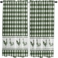 thumbnail image 2 of Kitchen Curtain 2 Panels Curtains 63 Inch Length, Farmhouse Rooster Checkered Curtains Rod Pocket Curtains Window Drapes Treatment Window Cafe Curtains Watercolor Green and White Plaid 42x63x2, 2 of 5