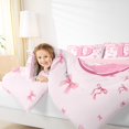 thumbnail image 4 of jejeloiu Personalized Letter D Full Size Comforter Sets,Monogrammed Theme Bedding Comforter Set,Ribbon Bow Knot Bedding Sets,Ultra Soft Bedroom Decor Reversible,3-Piece, 4 of 8