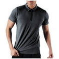 thumbnail image 2 of Blusa y camisa de manga corta con cuello vuelto para hombre, color liso, informal, elástica, con cremallera, deportiva, de manga corta, con cuello vuelto, para hombre, tops de poliéster, 2 of 4