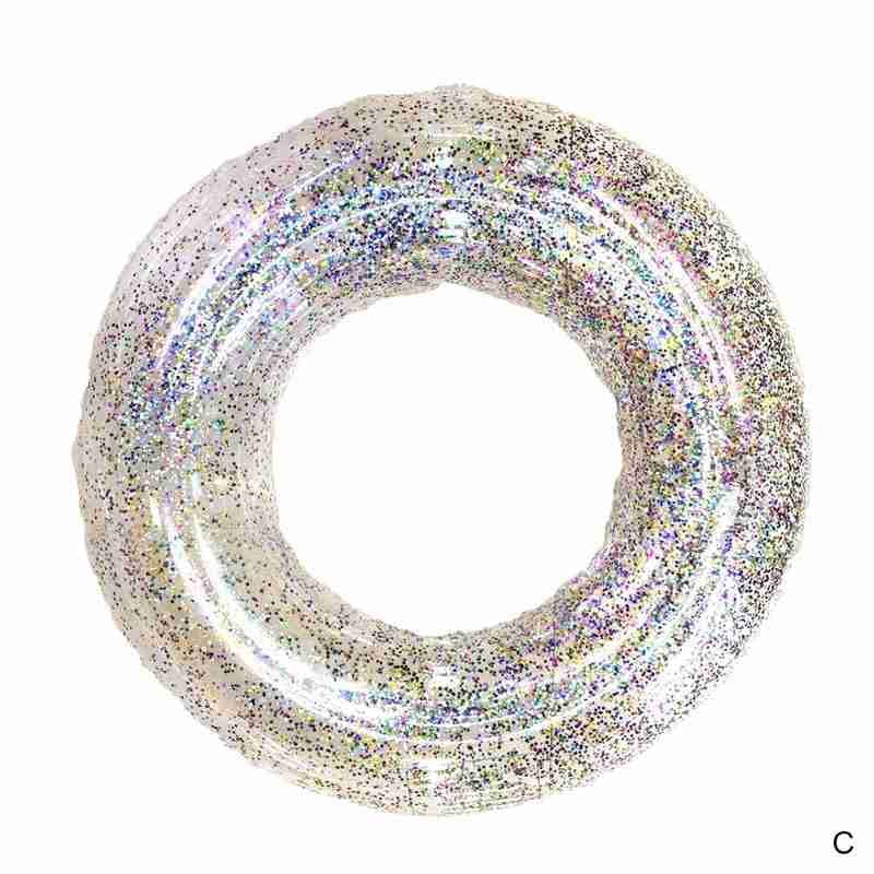 Colorful Glitter Swimming Ring For Adult Children Inflatable Pool Tube Giant Acc 