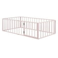 thumbnail image 5 of Twin Size Floor Bed for kids,Wood Montessori Bed Frame with Wood Slats, Fence Railings & Door,Playhouse Beds for Boys Girls, No Box Spring Needed,Pink, 5 of 9