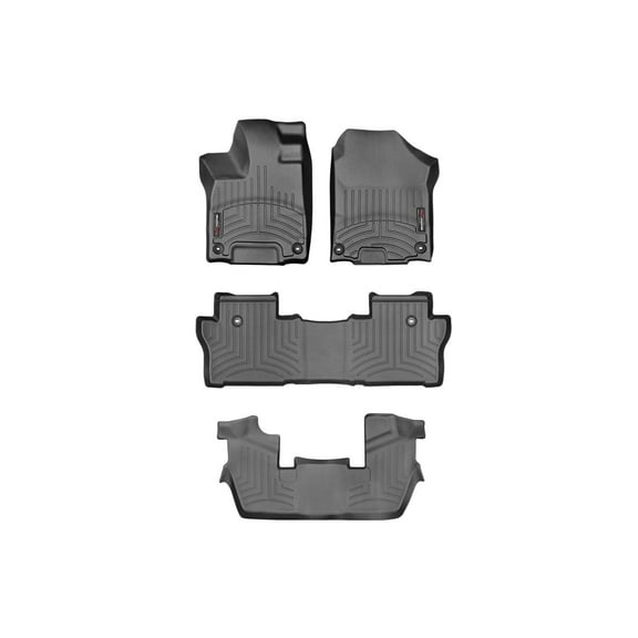 WeatherTech Custom Fit FloorLiners compatible with 2016-2022 Honda Pilot - Complete Set (1st, 2nd, & 3rd Row), Black