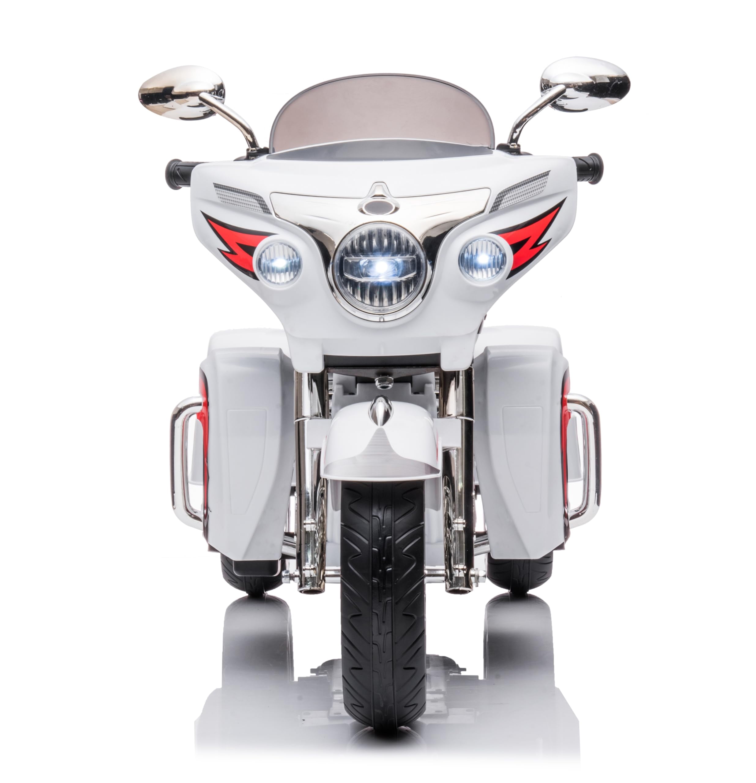 HTW12V Kids Electric Motorcycle w/LED Lights, Music, Storage Trunk & Soft PU Seat – Battery-Powered Ride-On Toy for Ages 3-6
