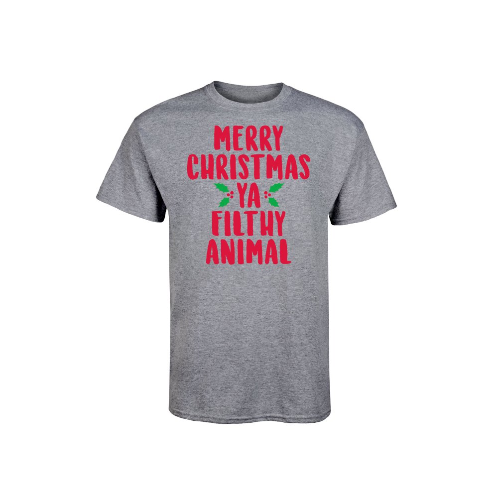 Merry christmas you filthy animal men's white t-shirt Instant Message - Merry Christmas Ya Filthy Animal - Adult Short Sleeve