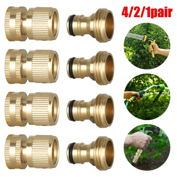 Eeekit 3 4 Inch Garden Hose Fitting Quick Connector Male And Female Set 2 1 Solid Brass Water Connectors No Leak Easy To Install Com Solid Brass Water Hose Connectors, Garden Hose Tee Fittings