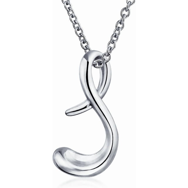 Personalize ABC Script Letter Alphabet Pendant Initial Necklace For Teen Women 14K Gold Plated .925 Sterling Silver