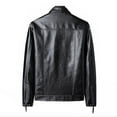 thumbnail image 3 of Ticikt Mens Leather Jacket Motorcycle Black Biker Jackets Vintage Leather Outwear Casual Lightweight for Spring Fall,Color:Black,XXL, 3 of 9