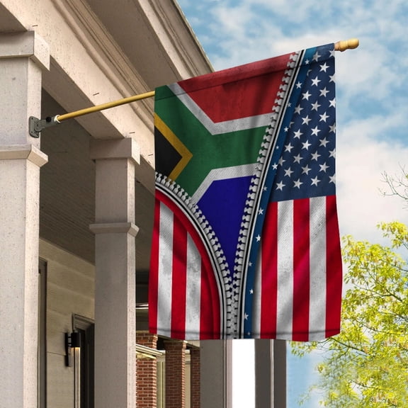 Zipper Flag American Show South African Flag USA South Africa Patriotic Root House Flag, Double-Sided Decorative Outdoor Flag, Patriotic Polyester Yard Flag 29.5 x 39.5 in